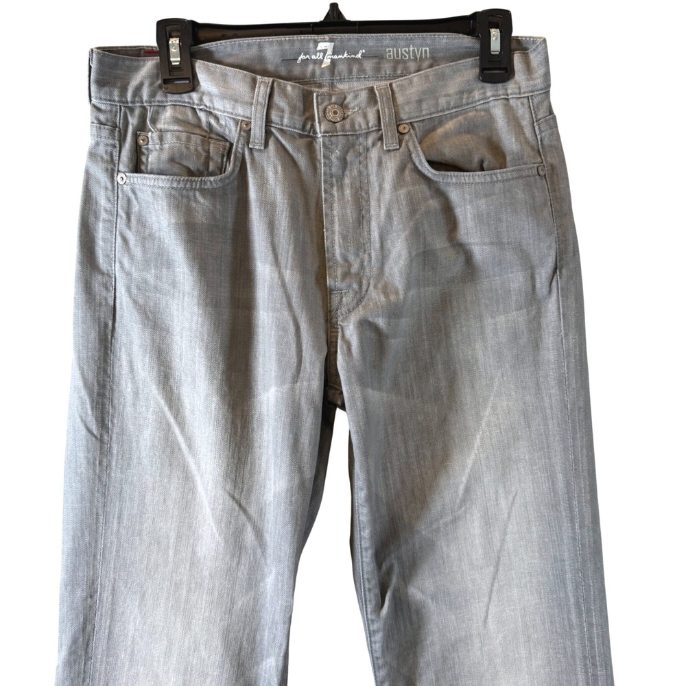 7 For All Mankind Austyn Jeans 29 Relaxed Straight Grey Denim Made in USA